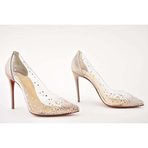 Christian Louboutin Degrastrass PVC 100 Pink Courtisane Glitter Heel Pump 35.5 - Picture 4 of 12